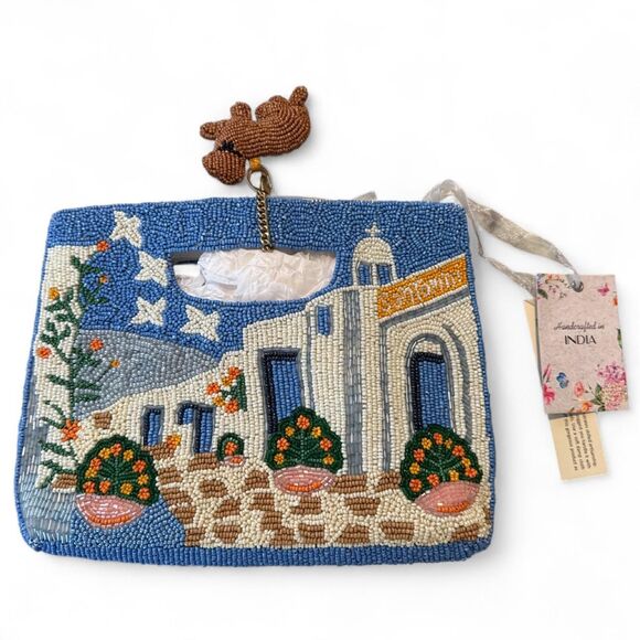 Source Unknown Handbags - NWT Handmade Santorini Inspired Greece Beaded Clutch Purse Cat Charm